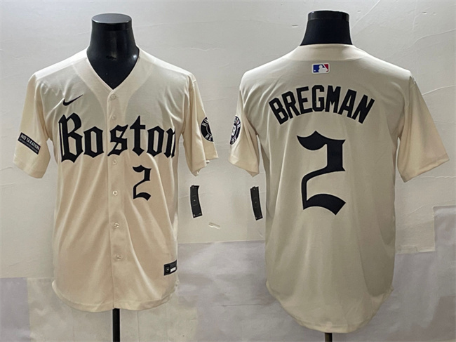 Men's Boston Red Sox #2 Alex Bregman Cream Gothic Vapor Limited Stitched Baseball Jersey Men's Boston Red Sox #2 Alex Bregman Cream Gothic Vapor Limited Stitched Baseball Jersey